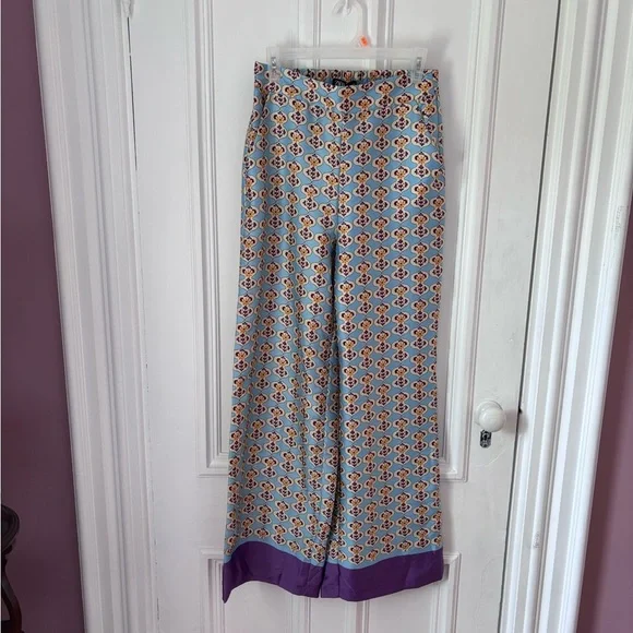 Women’s Zara Set NWT Geometric Print Blue /Purple Size Medium High Waist - Picture 8 of 16